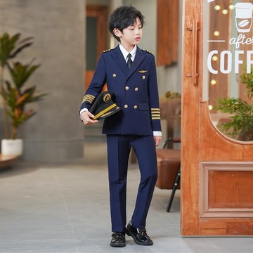 儿童机长制服男飞行员空少制服合唱团走秀服装晚会演出服童装跨境
