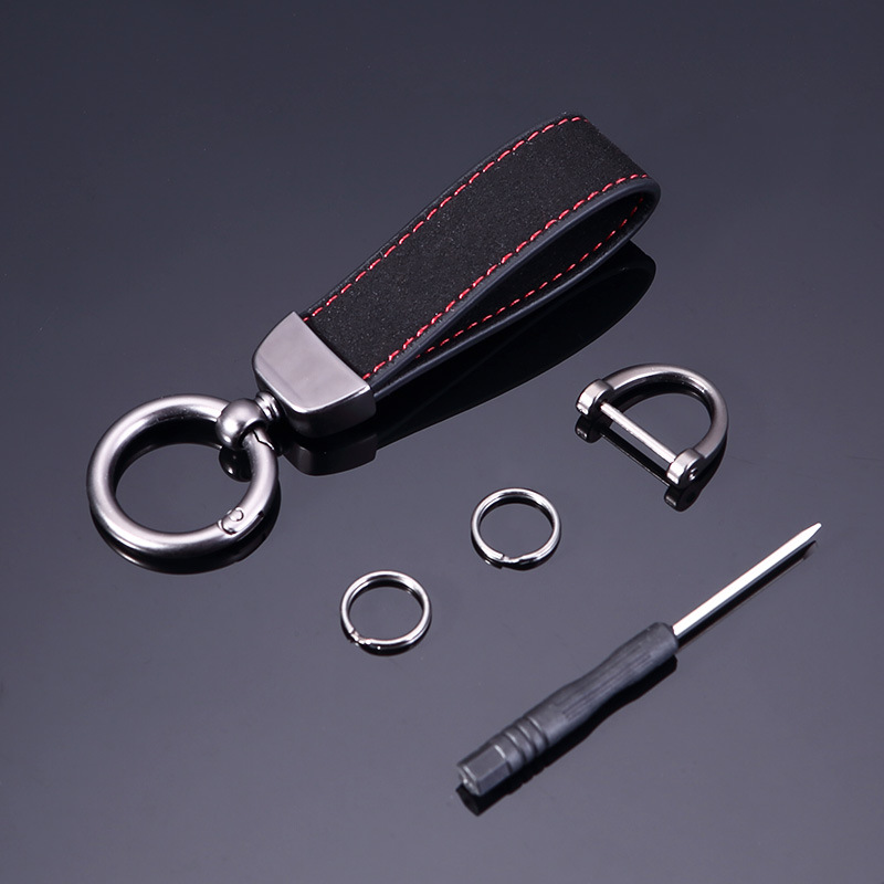 Suede Car Key Ring Hardware Fashion Brand Multi-Functional Anti-Drop Accessories Suede Men's and Women's Metal Pendant Wholesale