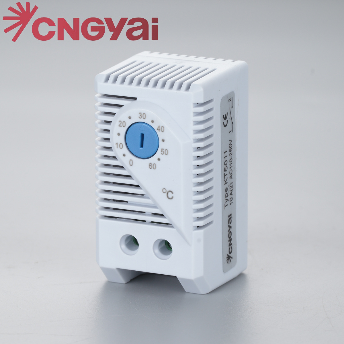 kts011 常开温度控制器 机械式恒温器0-60度可调节 卡导轨式安装