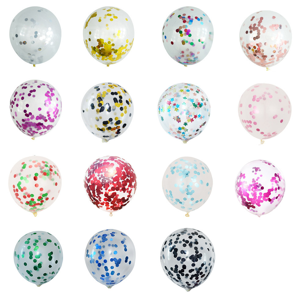 亮片气球地推扫码节日婚庆装饰告白气球透明乳胶纸屑婚房布置气球