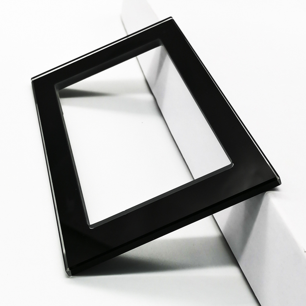 厂家定制黑色长方形钢化玻璃框智能家用酒店用插座玻璃框安全防电