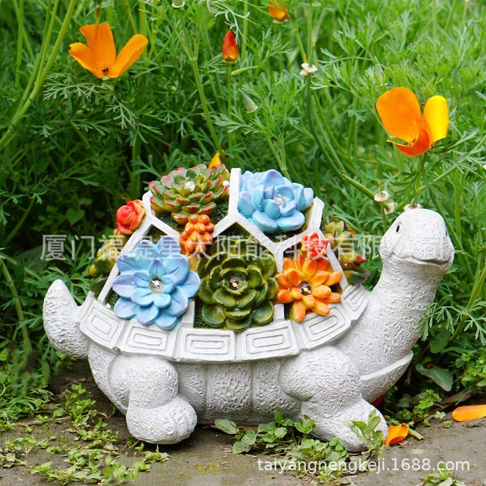 Amazon Outdoor Solar Succulent Turtle Statue Resin Crafts Animal Garden Garden Garden Lamp Ornaments