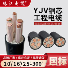 广东珠江电缆国标ZC-YJV2/3/4/5芯YJV4*50+1*25充电桩工程电缆线