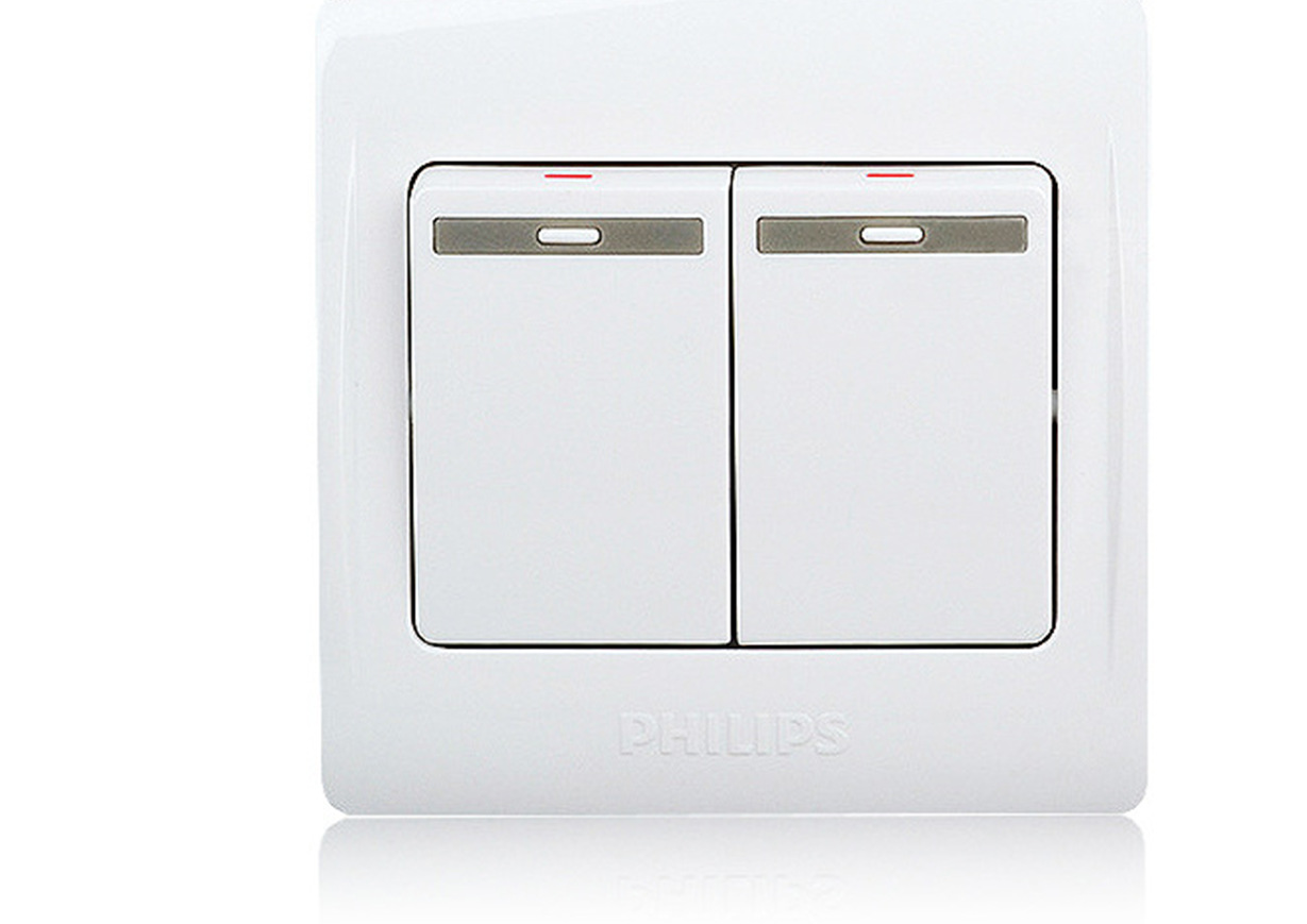 飞利浦开关插座q2开关插座面板262-2 二位二开大跷板双控!