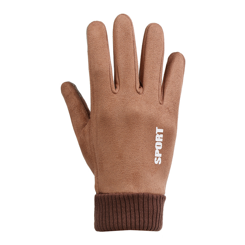 Winter Warm Suede Gloves Adult Men Women's Fleece-Lined Thickened Riding Sports Anti-Slip Screw Touch Screen Gloves