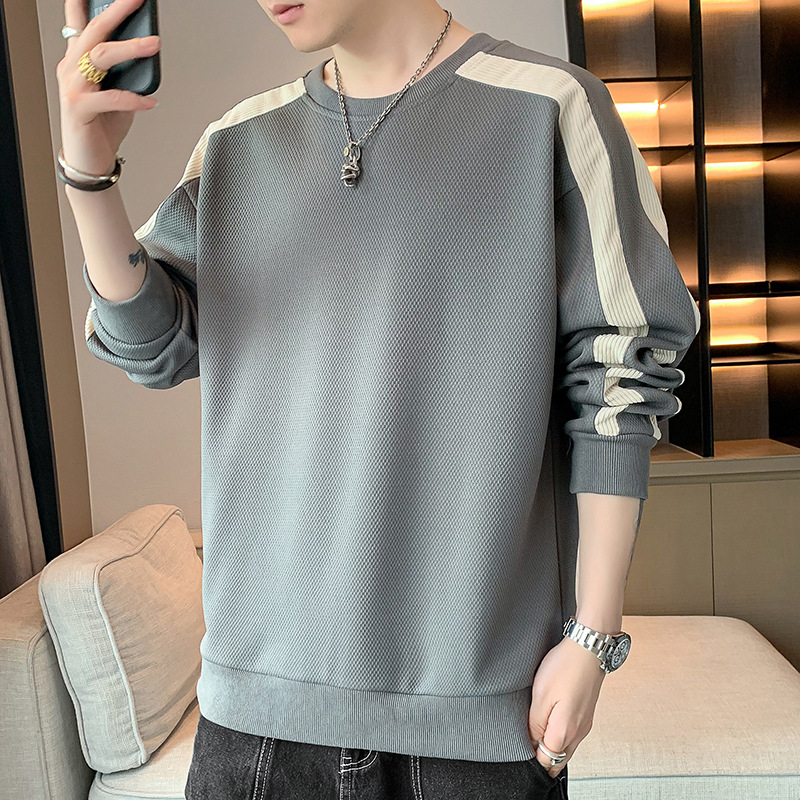 Fall 2023 New Men's Sweater Casual Fashion All-Matching Youth Handsome Long Sleeve T-shirt round Neck Men's Sweater