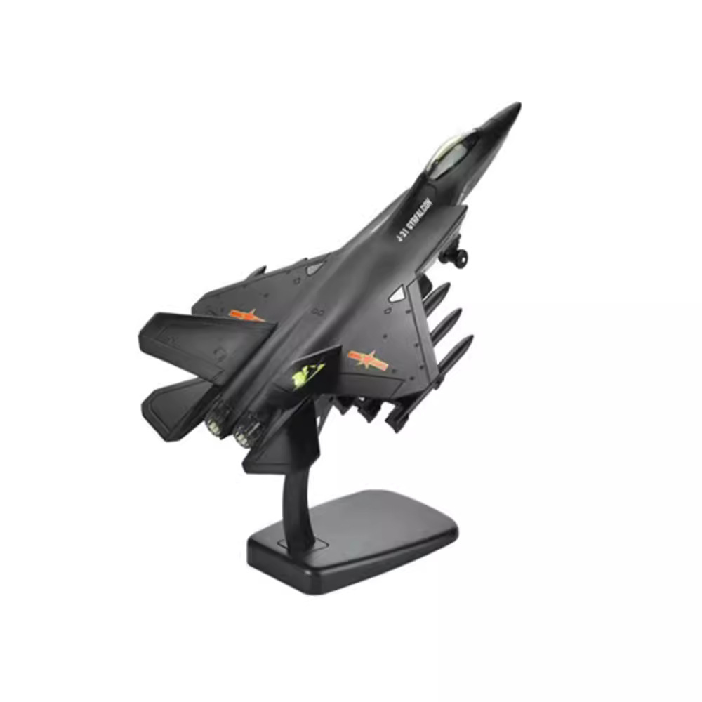 歼31战斗机军事合金飞机模型回力灯光桌面摆件儿童玩具礼物男孩子
