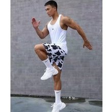 2024新款奶牛纹美式短裤男运动训练速干透气篮球裤夏季休闲裤子潮