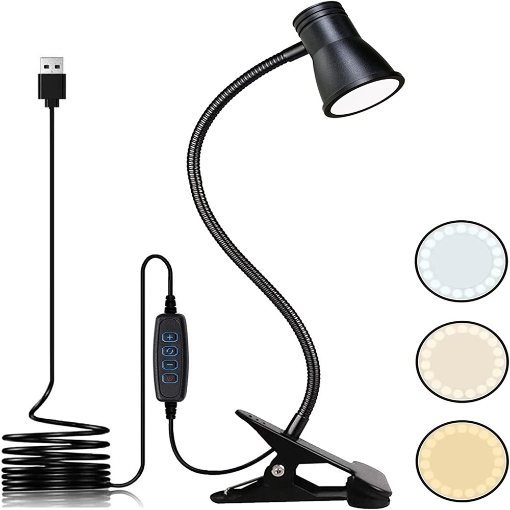 Bedroom Bedside Desk Lamp Eye Protection Desk Led Clip-on with Clip for Students and Children Writing, Reading and Learning