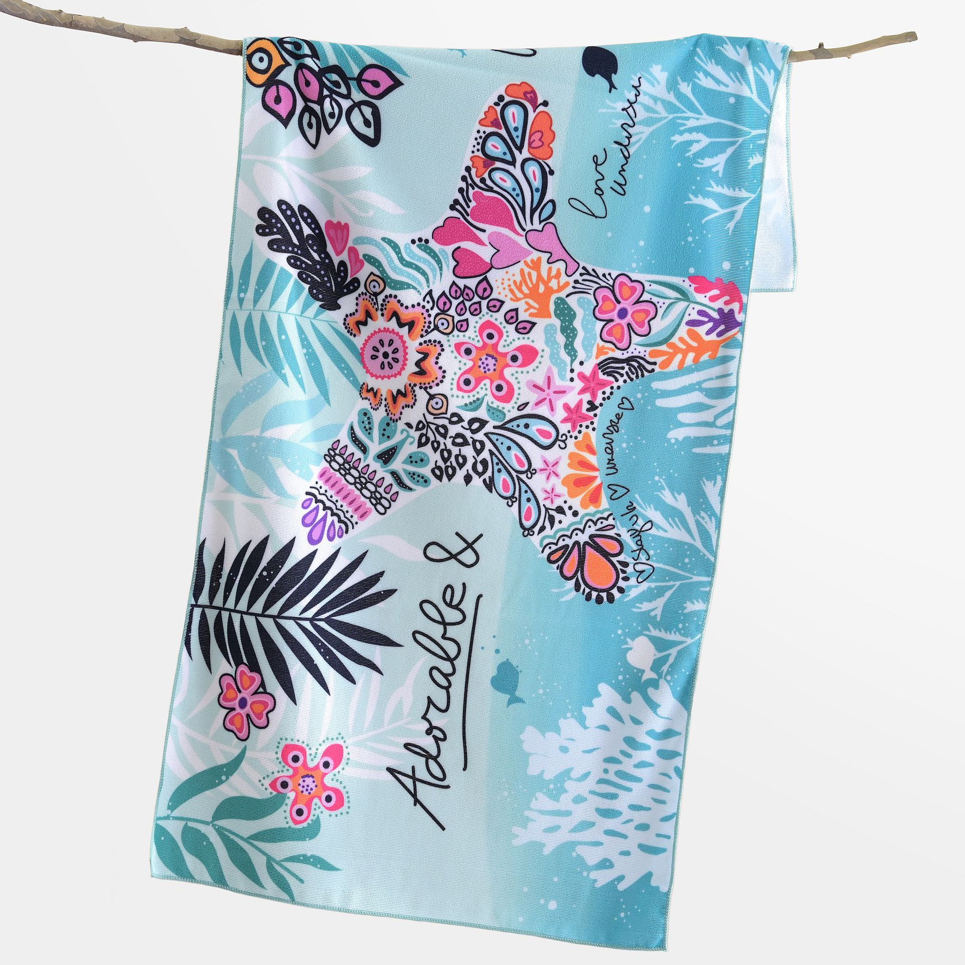 Microfiber Bath Towel Foreign Trade Active Printing Customizable Pattern Swimming by the Sea Water-Absorbing Quick-Drying plus-Sized Beach Towel