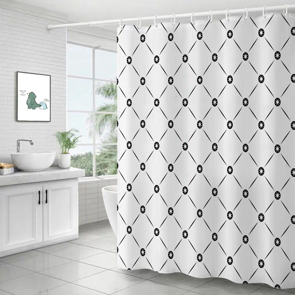 Amazon Cross-Border Direct Supply Modern Simple Creative Digital Printing Shower Curtain Mildew-Proof Moisture-Proof Graphic Customization