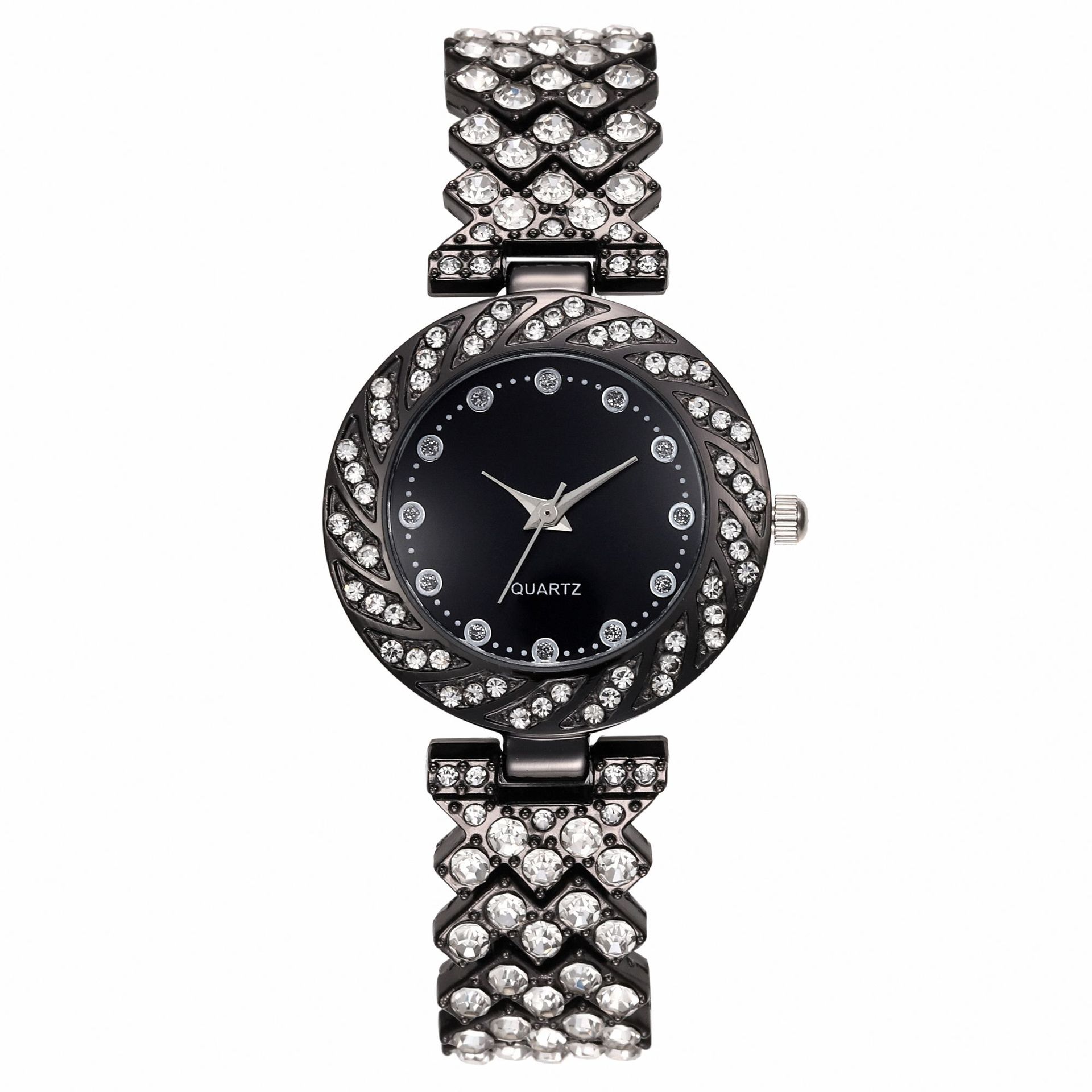 New Cross-Border round Watch Digital Dial Ladies Diamond Quartz Watch Fashion Casual Student Watch Wholesale