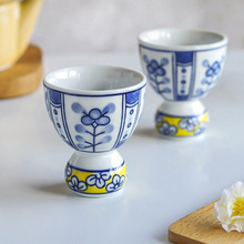 复古手绘青花高足杯创意福禄杯个性葫芦型茶杯中式家用陶瓷高脚杯