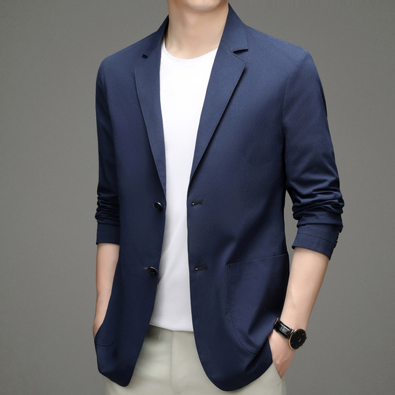中青年男装秋季新款男士西服韩版休闲外套男单西纯色薄款西装便西