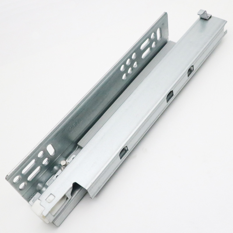 反弹隐藏式二节导轨按8轨道托底全拉出开免三节拉手滑轨按弹式寸