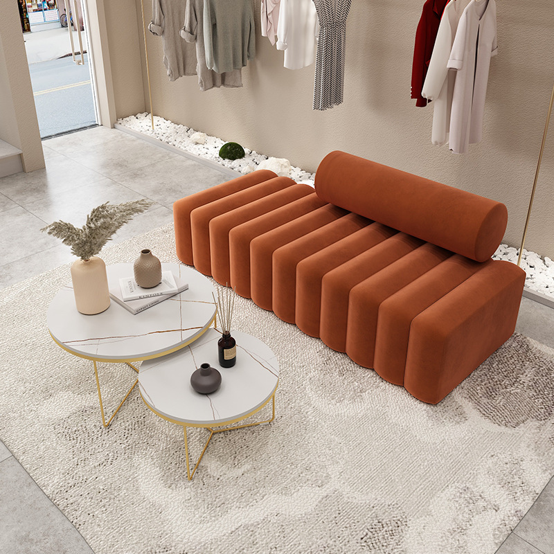 北欧服装店小沙发创意接待休闲ins长条美发店美容院网红款店铺用