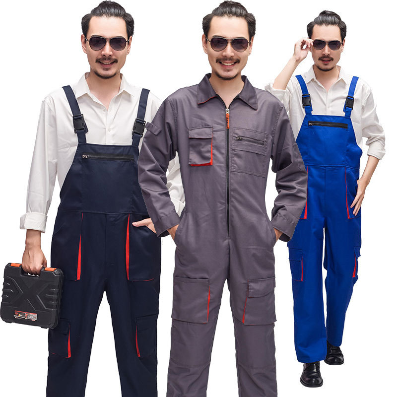 多口袋男式汽修车间耐脏防尘劳保服套装可印logo-阿里巴巴