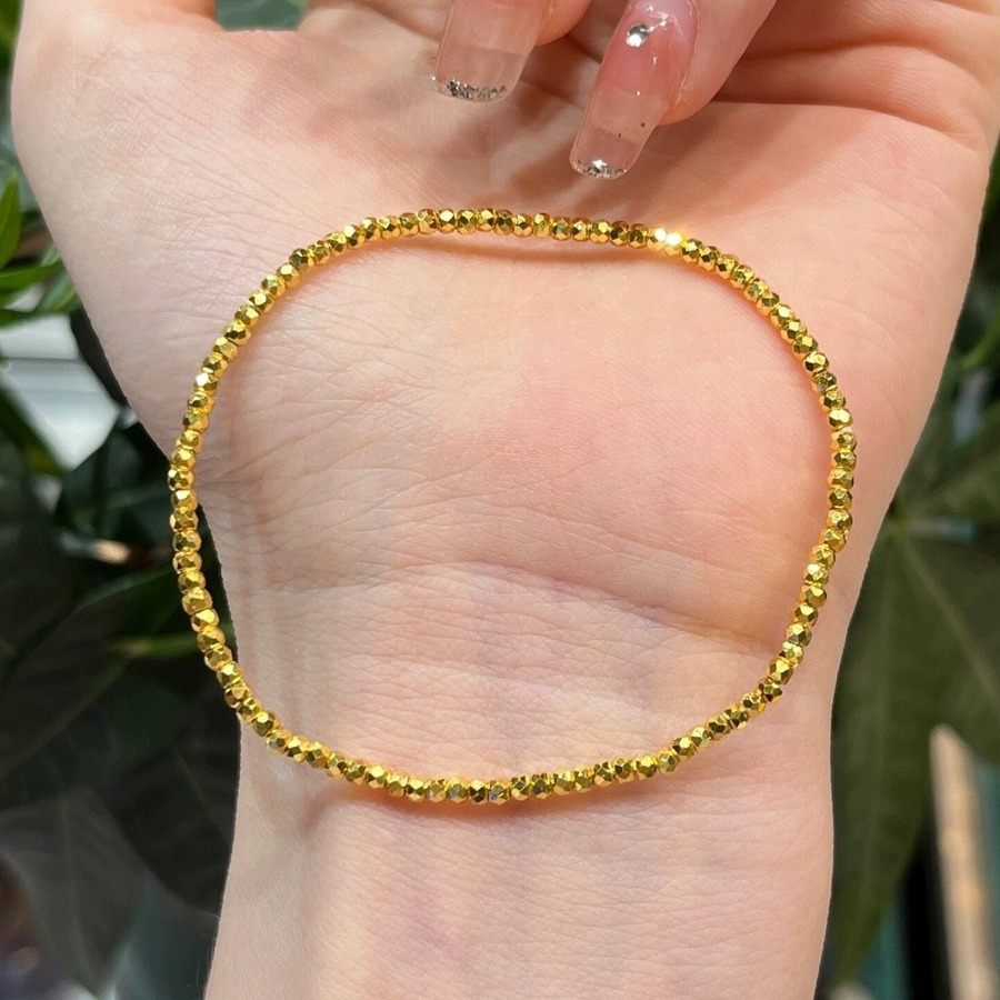 细款碎金子星河圆珠蹦迪珠弹力绳手链女小金珠手环手串情人节礼物