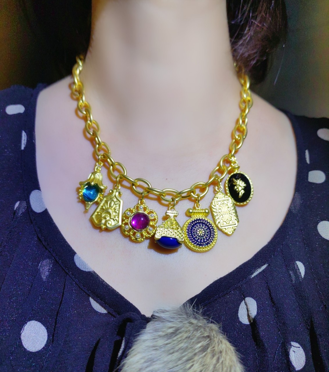 中古名媛项链洋气奢华款田园立体图案中世纪项链-阿里巴巴