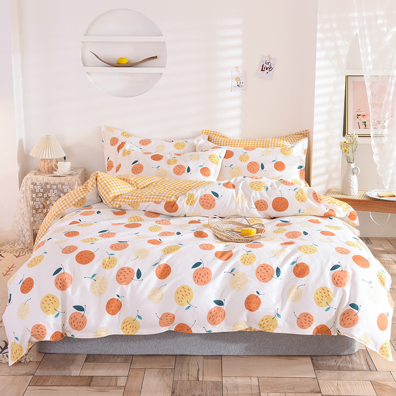 100% Cotton Four-Piece Cotton Set Student Dormitory Three-Piece Set Single Double Bed Sheets Quilt Cover Bedding