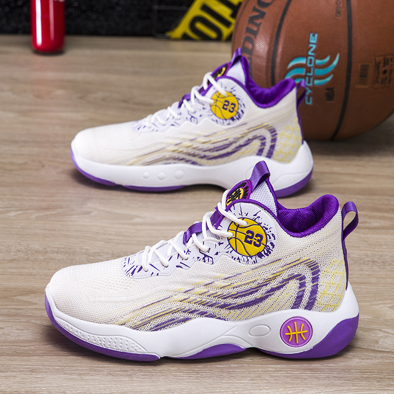 男士新款网面蓝球鞋透气舒适运动鞋高帮减震球鞋潮流时尚青年男鞋