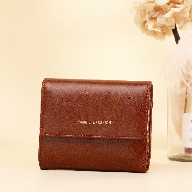 Coin Purse 2023 New Ladies Wallet Short Card Holder Wallet Oil Wax Leather European and American Wallet Purse Wholesale