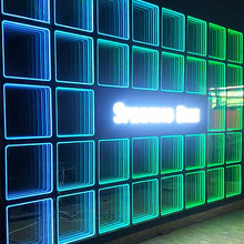 深渊镜千层镜背景墙霓虹灯箱酒吧舞台智能发光字招牌地板灯