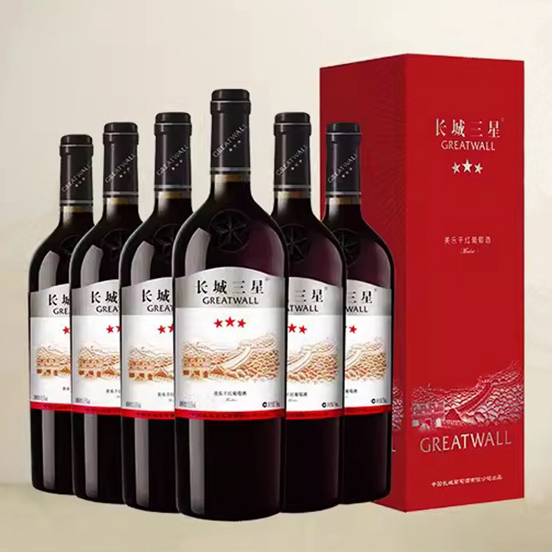 中粮长城红酒正品干红葡萄酒长城三星美乐礼盒6支整箱包邮-阿里巴巴