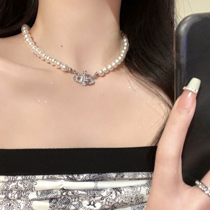 Xiempress Saturn Pearl Necklace Light Luxury Minority Clavicle Chain Female Summer High-Grade Temperament Choker Necklace Accessories