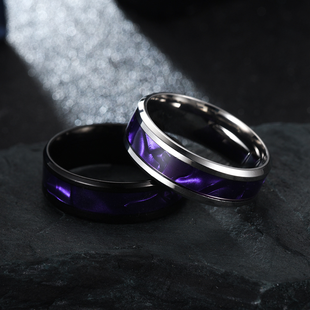 外贸新品 8mm不锈钢贴纸戒指 潮流个性男士指环 跨境专供现货批发