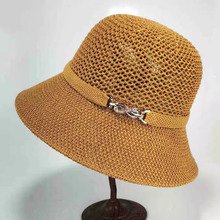针织镂空渔夫帽女士夏季帽子环扣时尚韩版盆帽户外防晒遮阳太阳帽