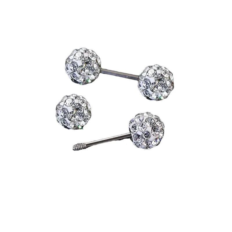 Diamond Ball Ear Stud Women's Ear-Caring Earrings 2022 New Trendy Special-Interest Design Ear Bone Stud High-Grade Earrings Autumn and Winter