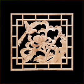 花格实木格子通花镂空雕花板定制新中式挂落屏风隔断修饰材料花边