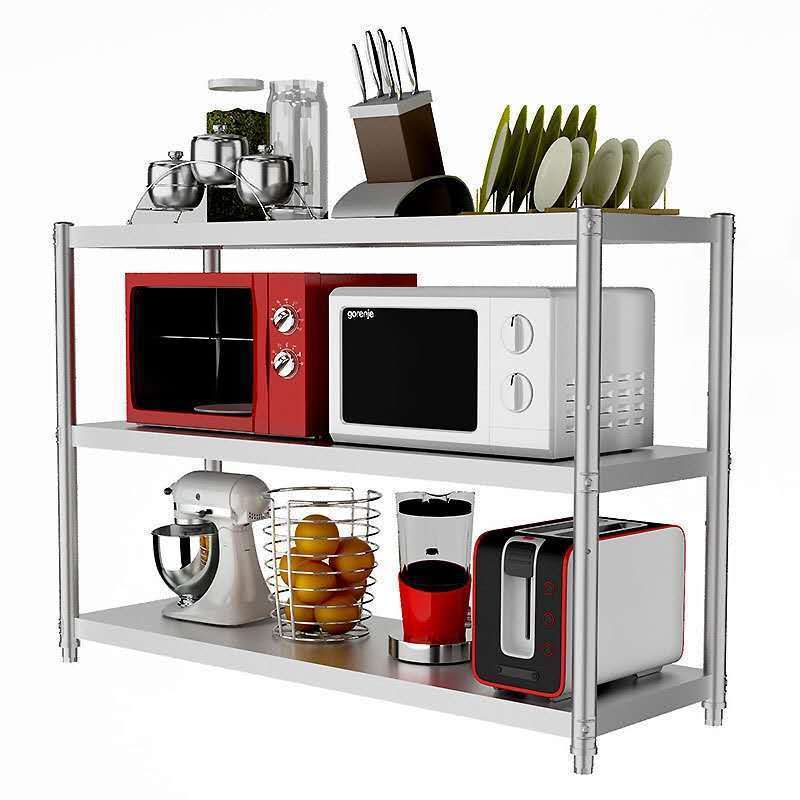 厨房置物架柜不锈钢货架橱柜多功能收纳三层灶台架落地多层菜架子