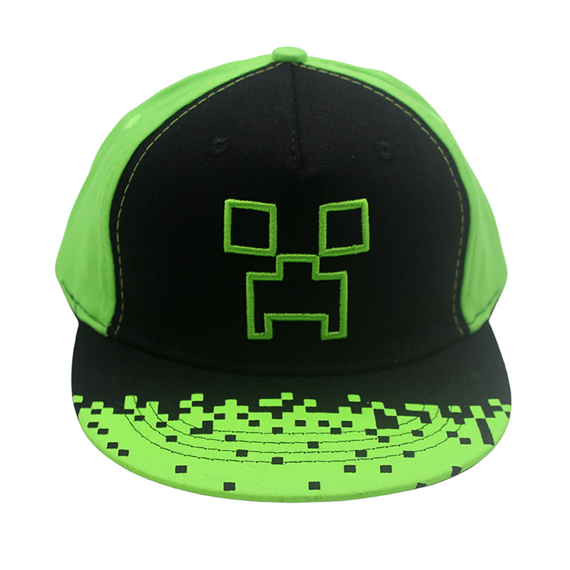 Cross-Border New Arrival Game My World Same Style Baseball Cap Boy Girl All-Match Flat Brim Cartoon Hip Hop Peaked Cap