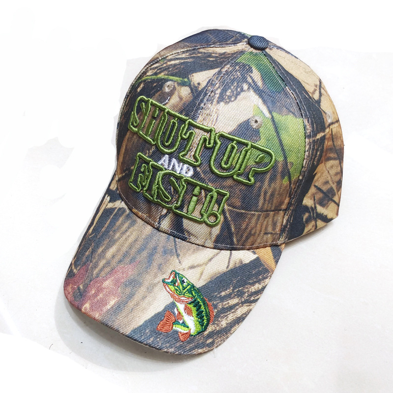 Cross-Border Embroidery Skull Baseball Cap Jungle Camouflage Hunting Tactical Cap Bull Head Outdoor Sun Hat Animal Peaked Cap