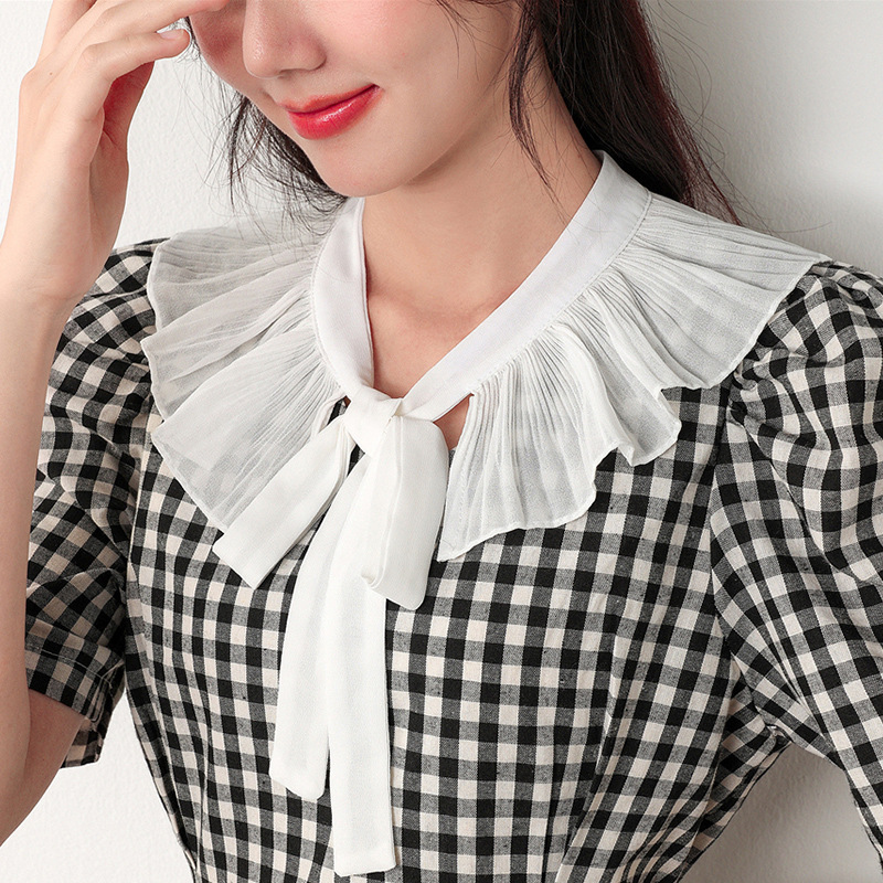 简约纯色褶皱蝴蝶结防晒披肩假领子女装饰裙子吊带假衣领夏季搭配