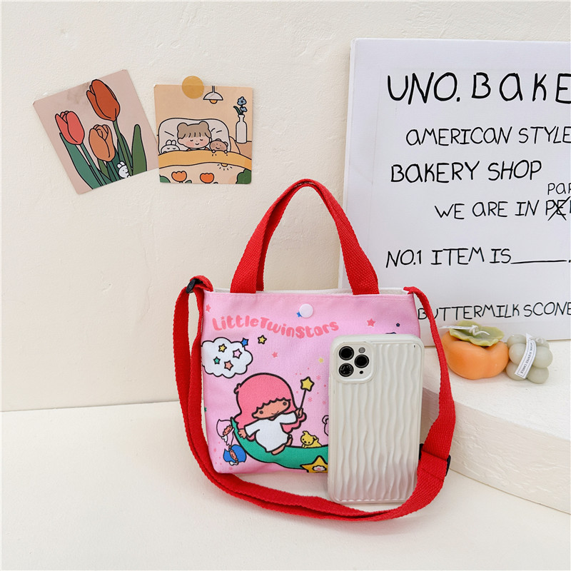 Children's Bag Boys and Girls Fashionable Handbag Versatile Cartoon Canvas Bag Travel Cute Casual Handbag