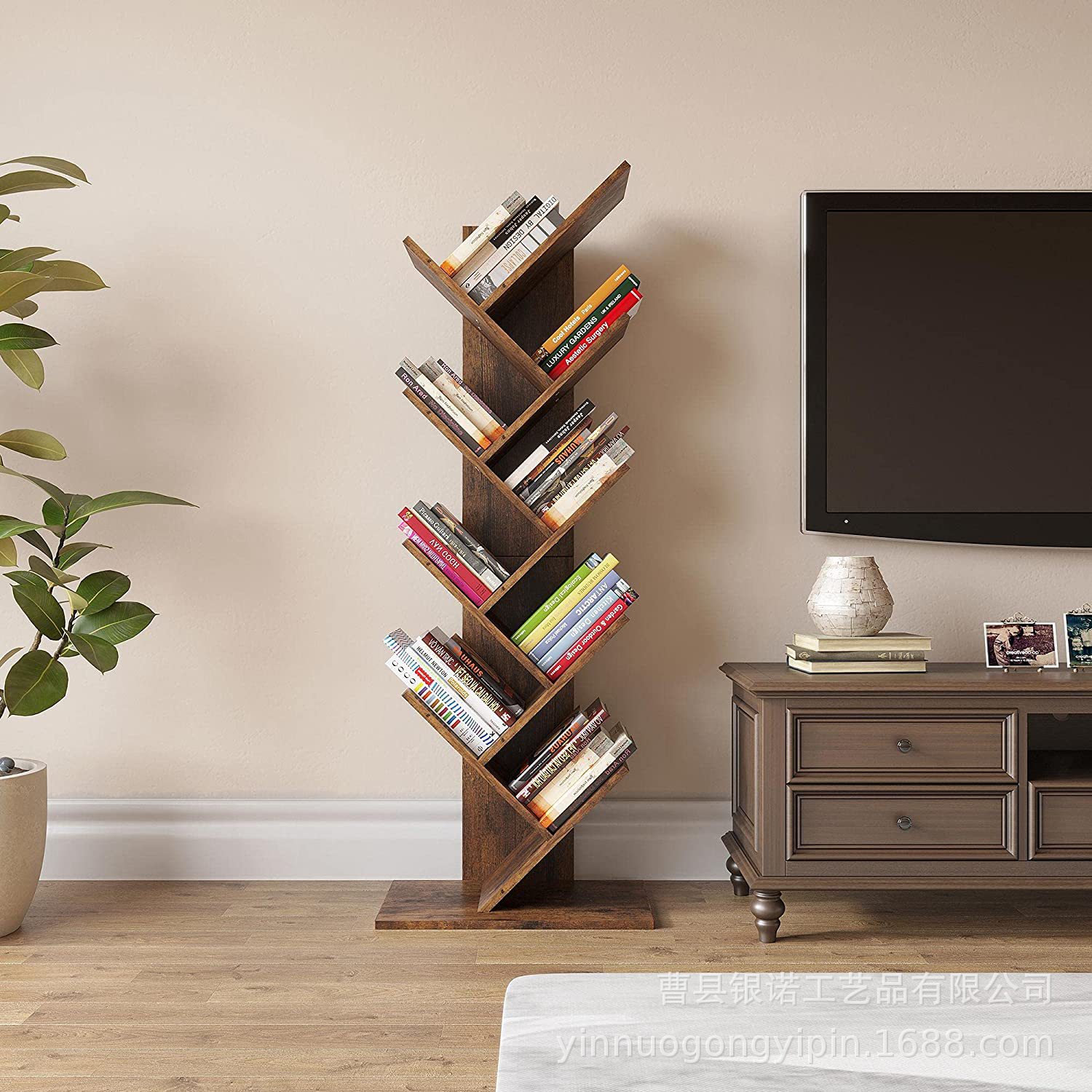 创意木质树形书架家用落地多层置物架儿童简易小书柜节省空间