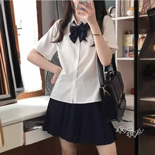 短袖JK衬衫女学生学院风新款日系宽松纯色基础款百搭制服白色上衣