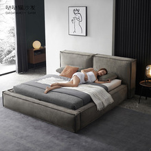 意式极简布艺床现代简约1.8米双人羽绒大床主卧婚床科技布床软床