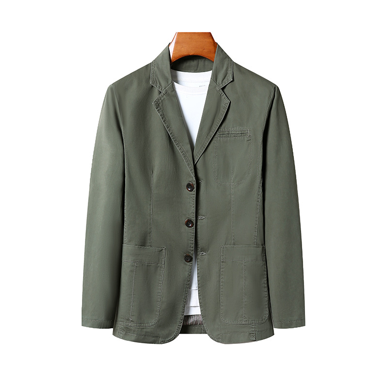 简约商务休闲西装男士春秋款棉小西服便服单西宽松大码商务外套男