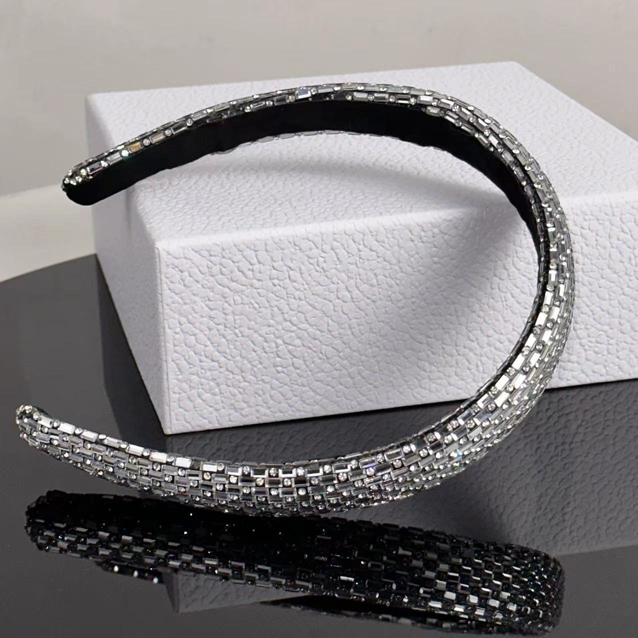 High-Grade European and American Diamond Super Flash Headband Trend All-Match High Skull Top Hair Band Internet Hot New Niche Hair Accessories