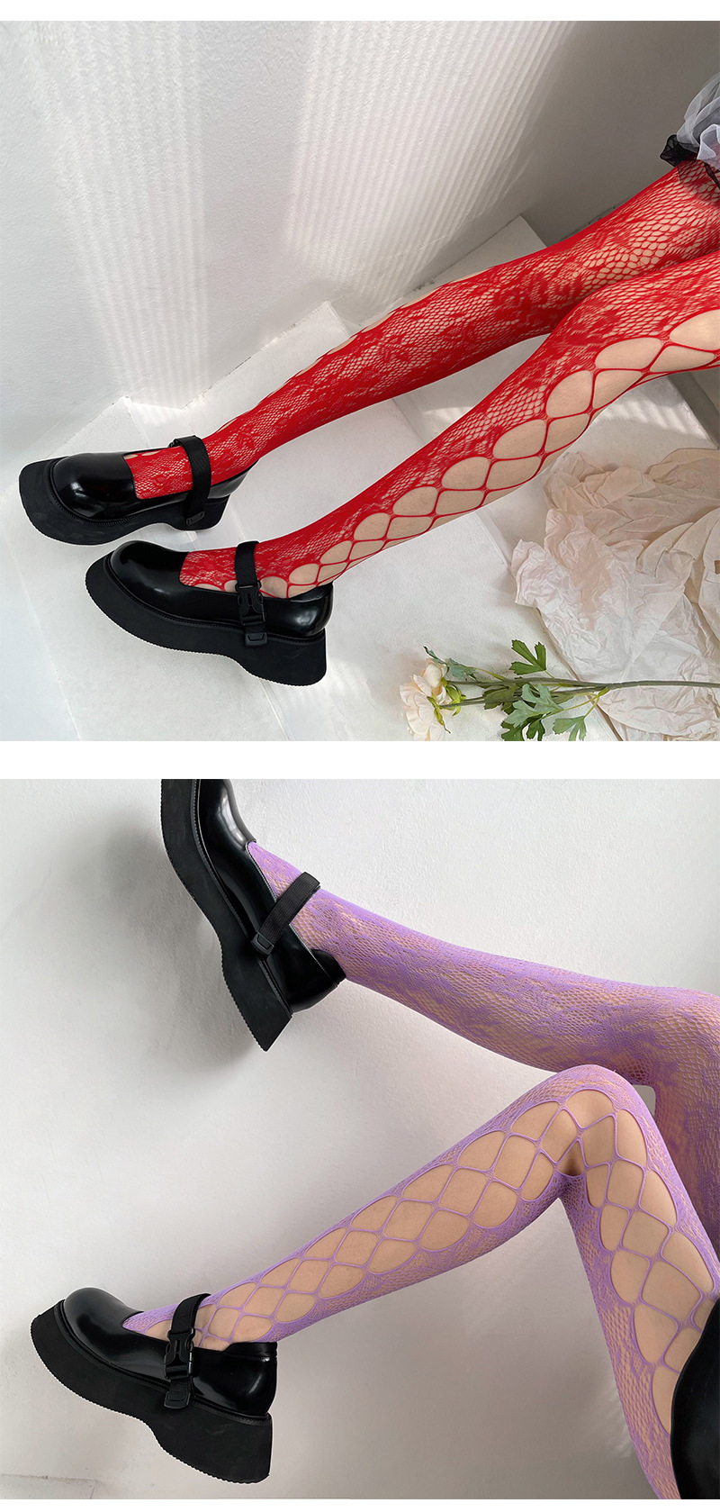 侧边大网袜 交叉玫瑰花藤性感情趣渔网袜ins打底连裤镂空丝袜批发