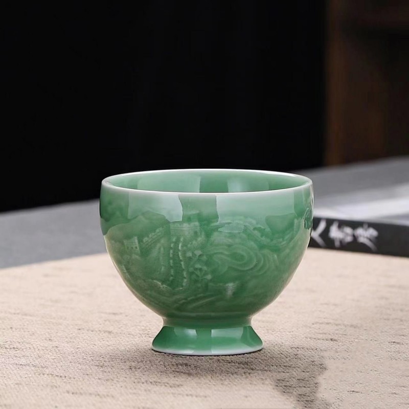 龙泉青瓷功夫茶具个人品茗杯单杯家用陶瓷茶具主人杯大容量茶盏