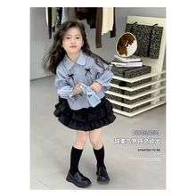 女童套装2024春季新款韩版儿童衬衫洋气童装百褶裙子宝宝两件套潮