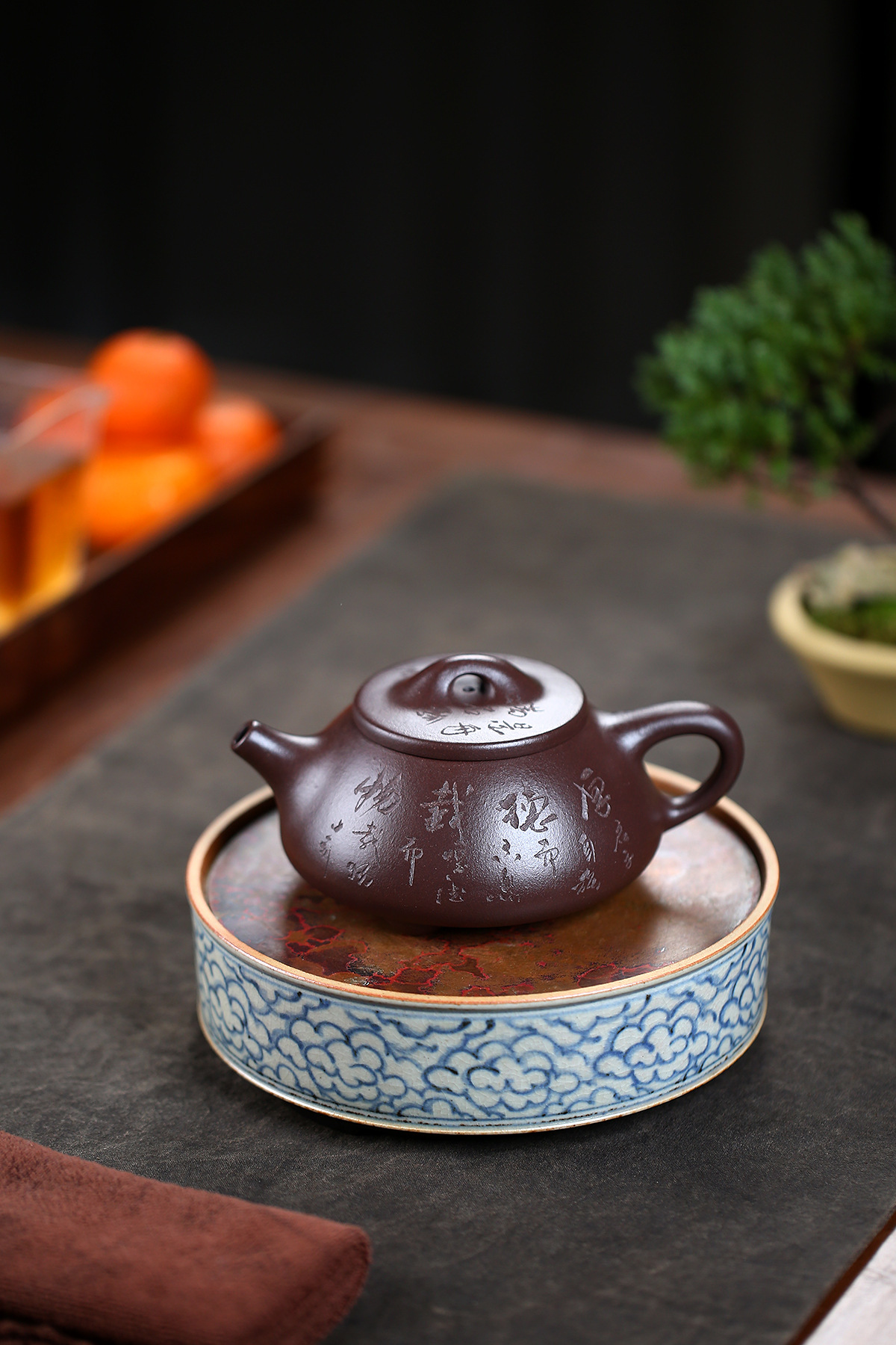 满瓢宜兴紫砂壶原矿老紫泥手工刻字景舟石瓢源头批发名家王芳茶壶