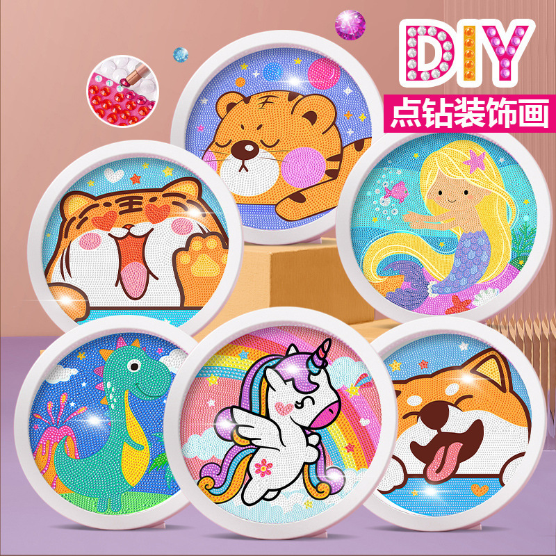 little red book popular round frame unicorn diamond painting children‘s handmade cartoon stickers diy drill toys wholesale