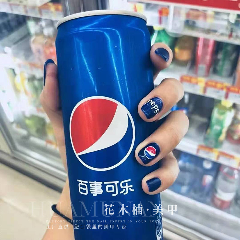 ly208百事可乐网红美甲成品甲片可拆卸假指甲穿戴自由拆卸