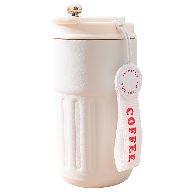 Smart Temperature Coffee Cup 316 Stainless Steel Thermos Cup Girl Cute Portable Cup with Rope Handle Portable Vehicle-Borne Cup